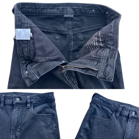 American Eagle Women’s 4 Short Black Denim The Dream Jean Super Hi-Rise Jeggings - Picture 7 of 16